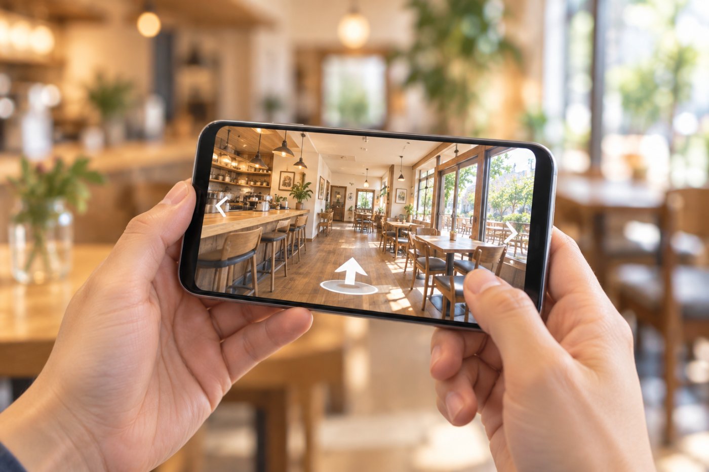 スマホで店内を360°見渡しているところ